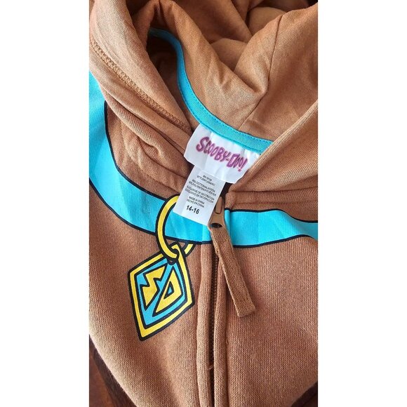 Scooby Doo Kids Fleece Hoodie Full Zip Hooded Jacket Cartoon Face Ears 14-16 - Picture 5 of 5